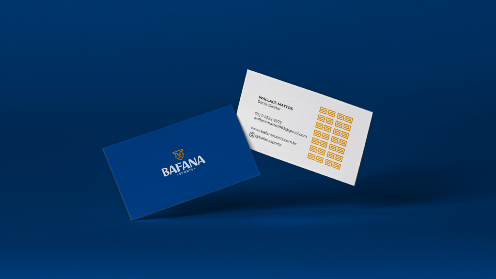 Aplicação da identidade visual da Bafana Sports em cartão de visitas.