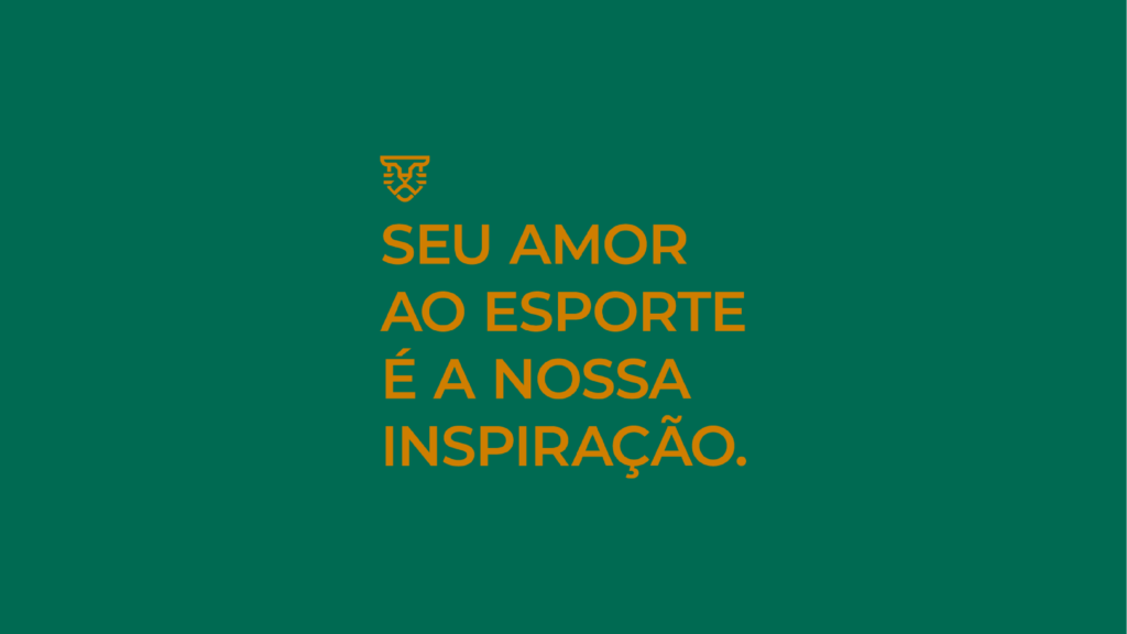 Imagem que traz o slogan da marca Bafana Sports: "seu amor ao esporte é a nossa inspiração".