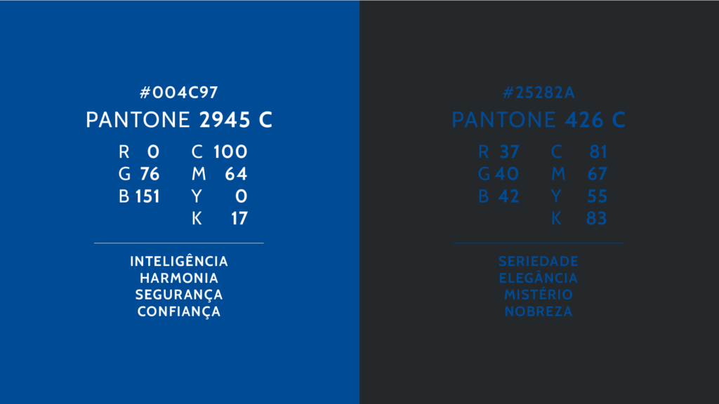 Paleta cromática escolhida para Rubens Menezes. São 02, o preto e o azul.