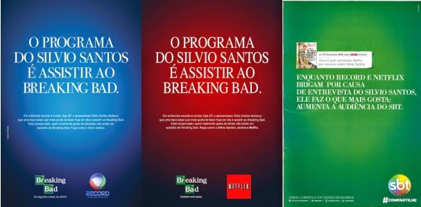 Exemplo disso foi a provocação ocorrida em 2014, após Silvio dizer que assistia a série Breaking Bad pela Netflix. A Record e a plataforma de streaming divulgaram em uma revista e logo receberam uma resposta do SBT 
